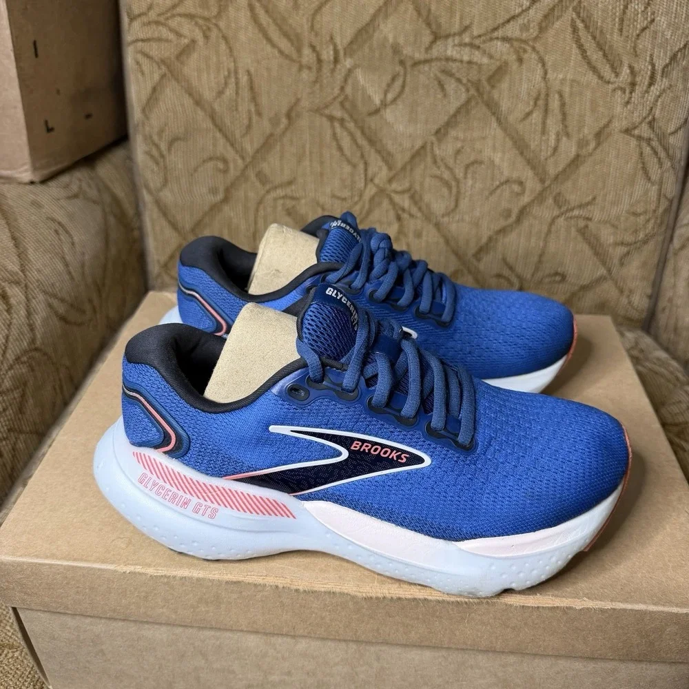 Brooks Glycerin GTS 21 Blue White 1204091B496 Running Shoes Women's Size 7